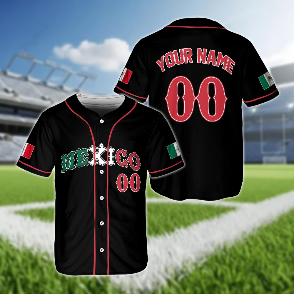 Summer Clothing Names - Hot Mexican Flag Baseball Jersey Custom