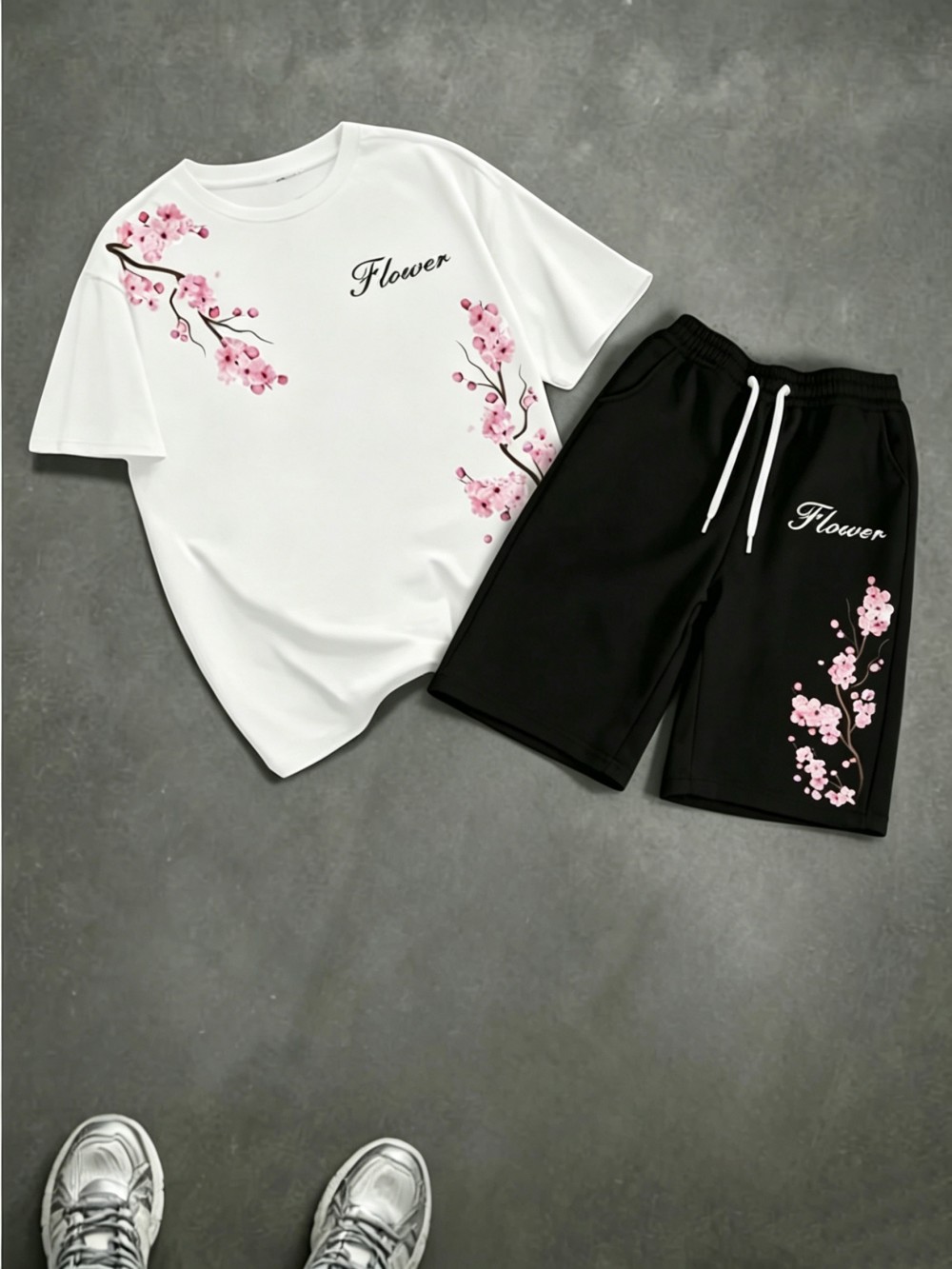 Summer Clothing Trend - Men's Summer Cherry Blossom Letter Printed
