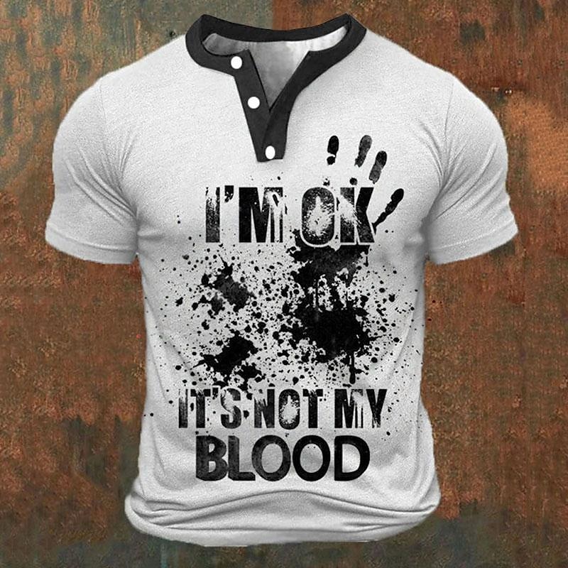 Summer Clothing Men - Funny 3D Letter Print Men's Henley