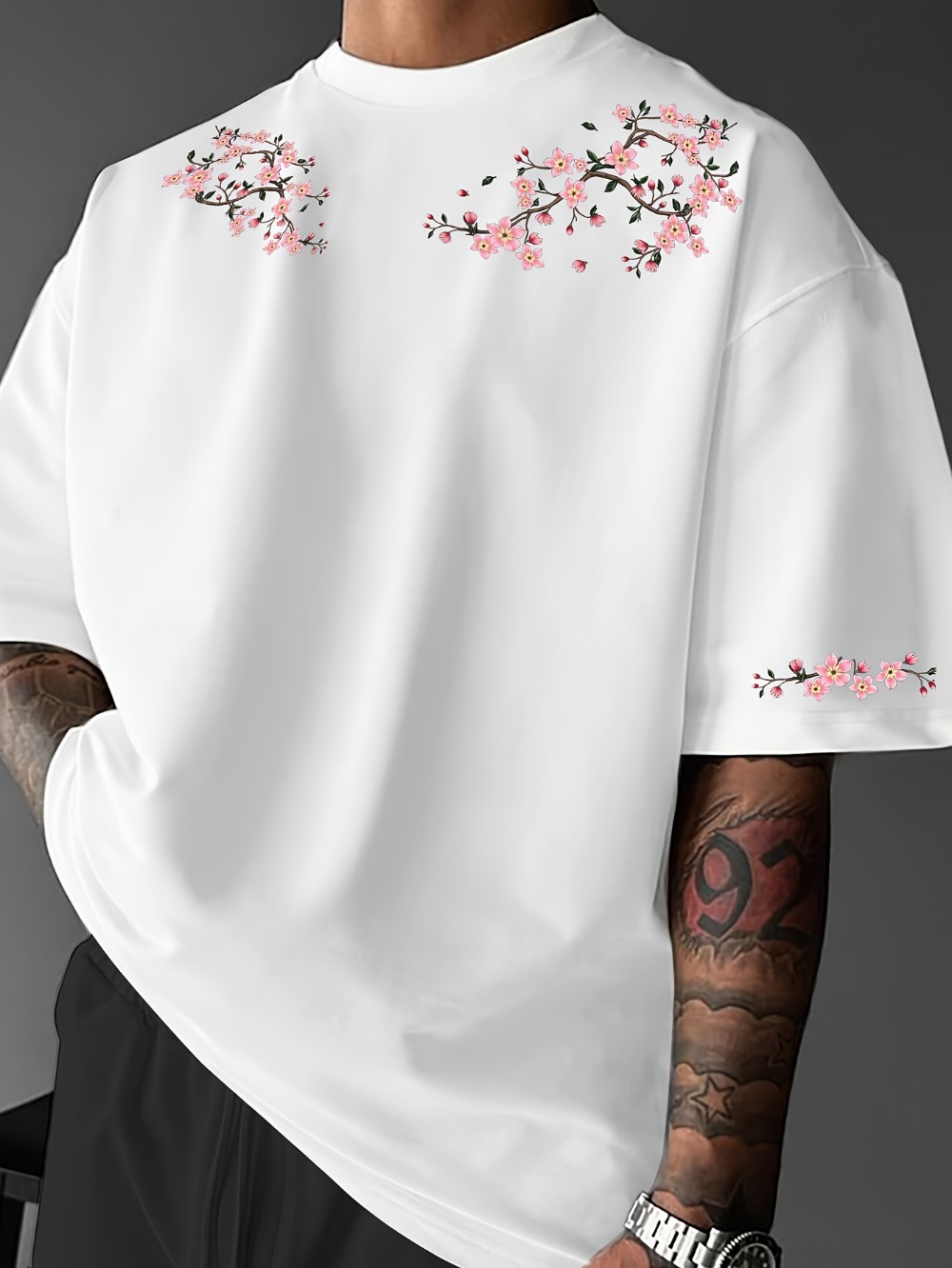 Japanese Harajuku Cherry Bloss - Japanese Summer Clothing Men 评论和价格