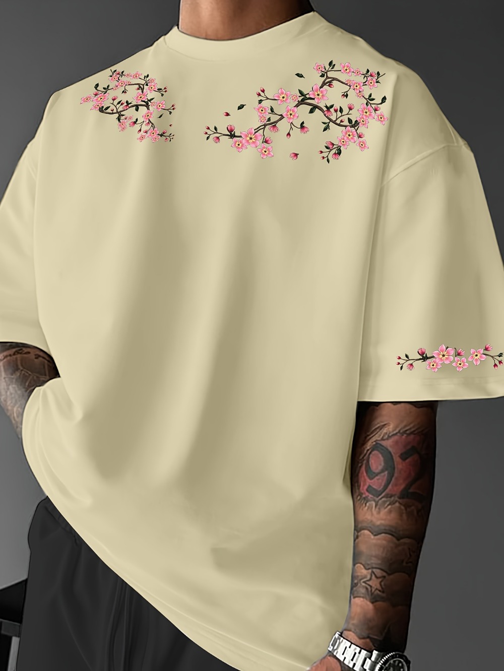 Japanese Harajuku Cherry Bloss - Japanese Summer Clothing Men 评论和价格