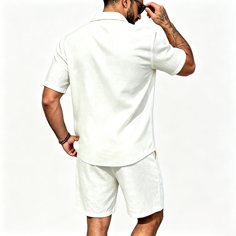 Men Linen Two Piece Outfit Sho - Summer Clothing Trend 评论和价格