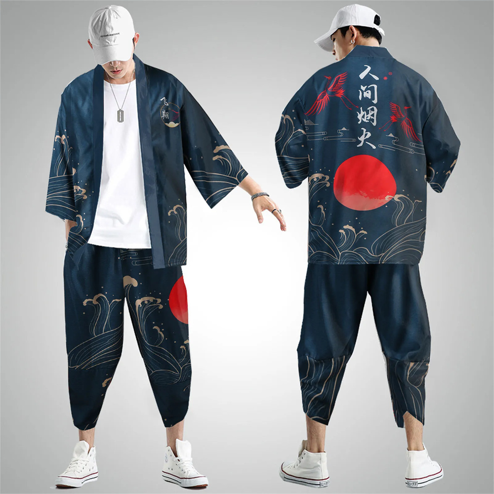 Kanagawa Wave Dragon Crane Jap - Japanese Summer Clothing Men 评论和价格