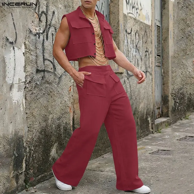 INCERUN Men Sets Solid Sleevel - Summer Clothing Trend 评论和价格