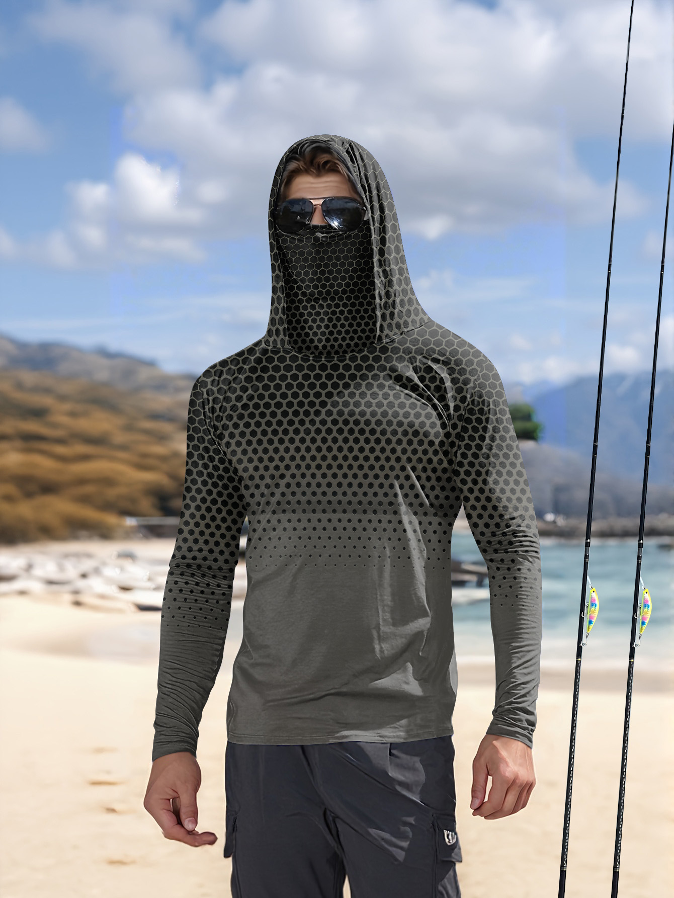 Men Hood Fishing Shirt long sl - Summer Clothing Men 评论和价格