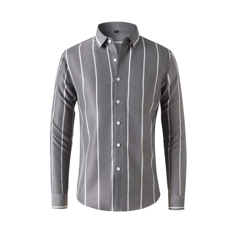 Men's Striped Dress Shirt Long - Summer Clothing Men 评论和价格
