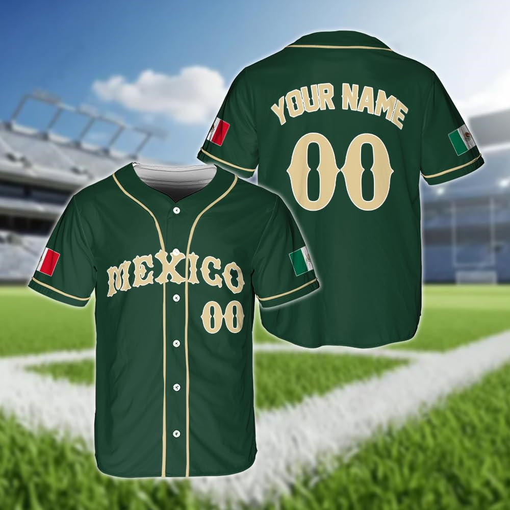 Hot Mexican Flag Baseball Jers - Summer Clothing Names 评论和价格