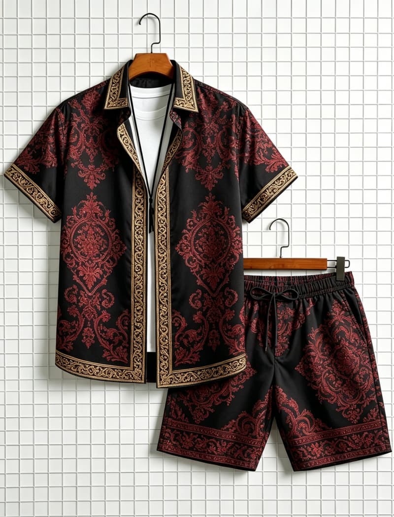 Men's ethnic border printed sh - Summer Clothing Trend 评论和价格
