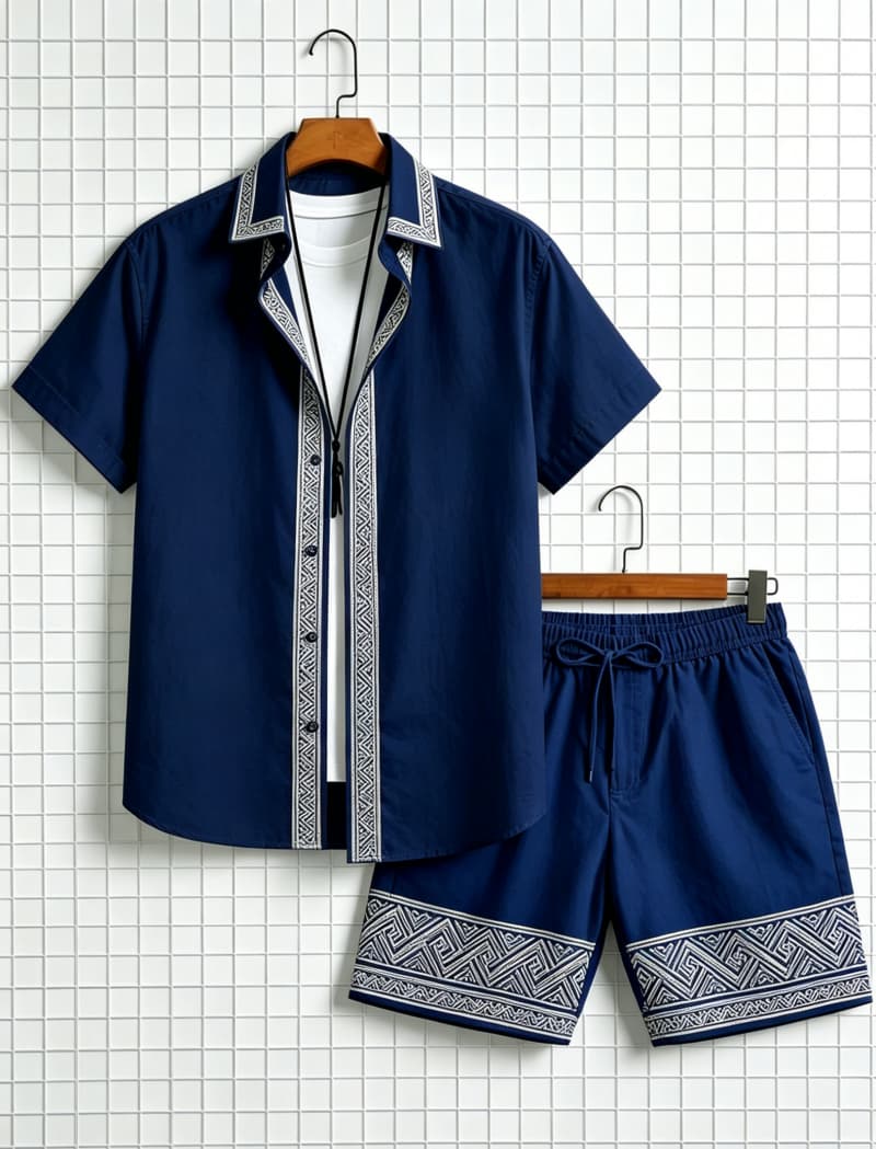 Men's ethnic border printed sh - Summer Clothing Trend 评论和价格