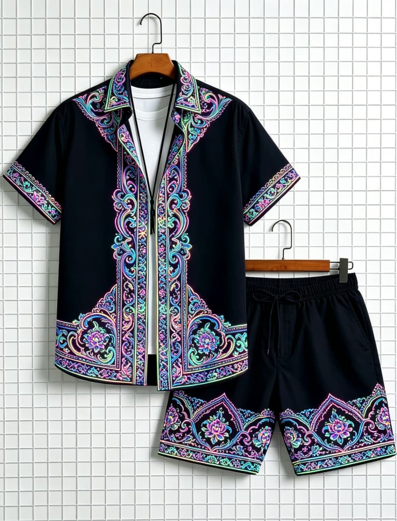 Men's ethnic border printed sh - Summer Clothing Trend 评论和价格