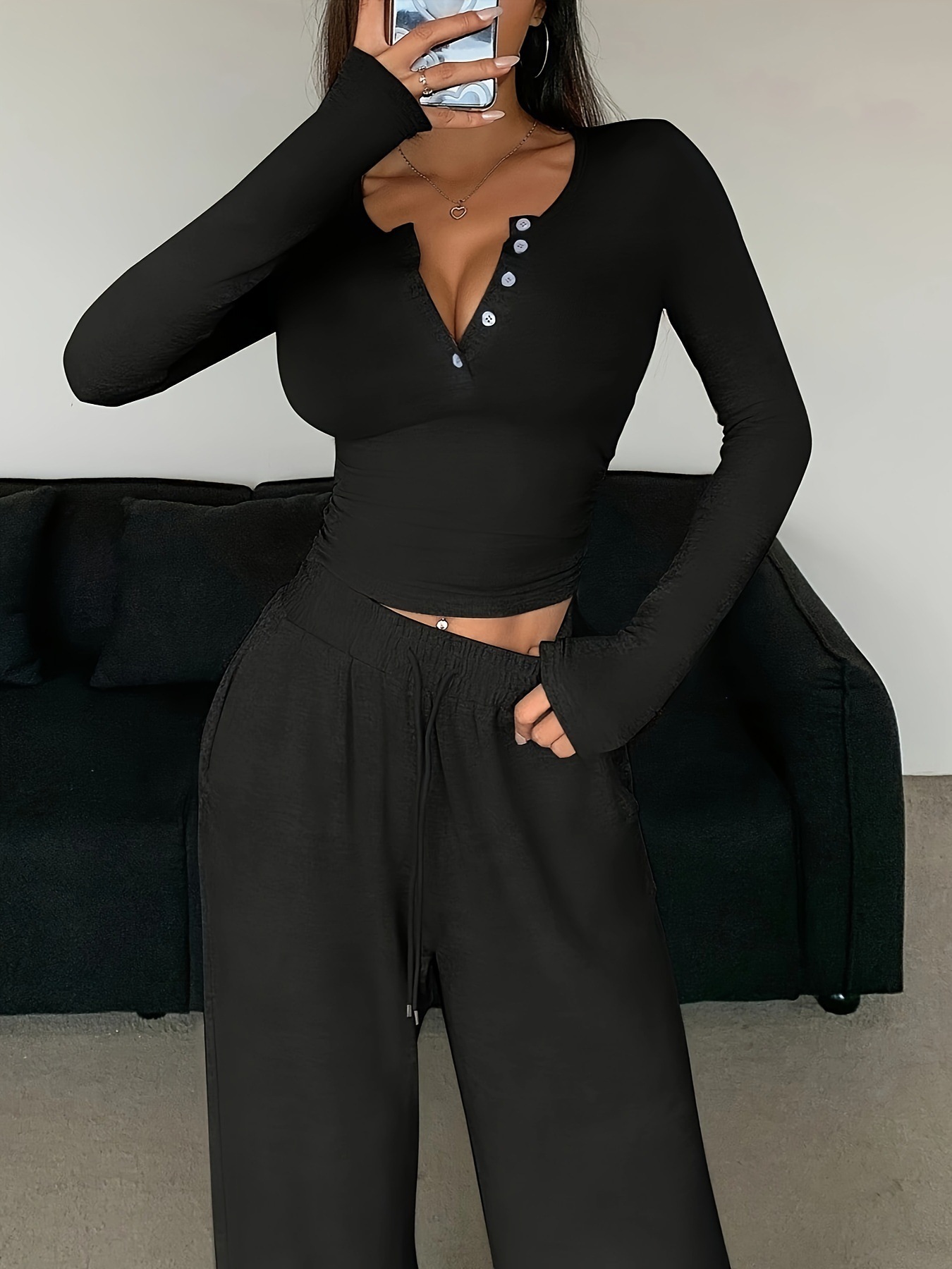 Solid Color Pant Sets Autumn W - Summer Clothing Women Sale 评论和价格
